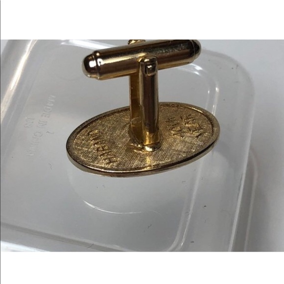 Anson Men's 40th HabandGoldToneRed StoneCuff Links - Picture 2 of 8